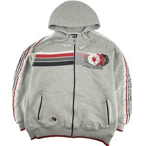 Vintage y2k Men's Southpole Full Zip Grey Hoodie Sweatshirt Arm Stripes size Lg